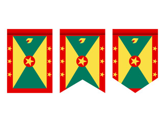 Grenada flag or pennant isolated on white background. Pennant flag icon. - obrazy, fototapety, plakaty