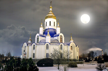 moon, Night winter Church of the Holy Martyr Valentina, Sumy city - 478241307