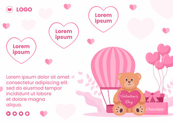 Happy Valentine's Day Brochure Template Flat Design Illustration Editable of Square Background for Social media, Love Greeting Card or Banner