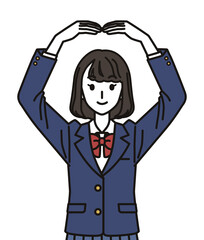 手でまるのジェスチャーをする女子中学生・高校生