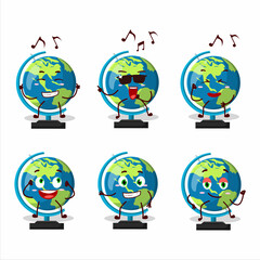 An image of globe ball dancer cartoon character enjoying the music