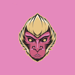 Monkey Japanese Vector Illustration