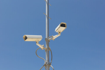 CCTV Camera on sky background