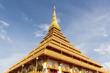 Beautiful thai temple with sky, Khon Kaen province, Thailand