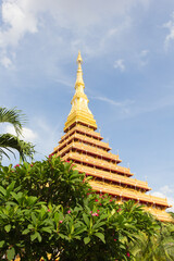 Fototapeta premium Beautiful thai temple with sky, Khon Kaen province, Thailand