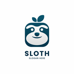 Vector Logo Illustration Sloth Simple Style.