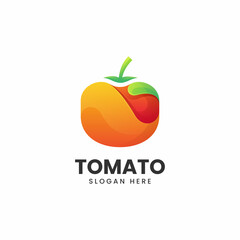 Vector Logo Illustration Tomato Gradient Colorful Style.