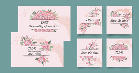 Design of invitation templates sakura flowers.