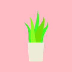 Plant in pot Cartoon Flat Vector Illustration