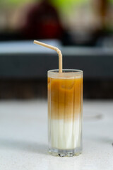 A glass of refreshing iced latte