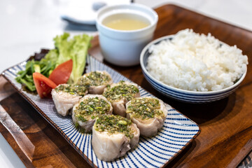 Popular Taiwanese Food Cold Chicken with Rice and soup