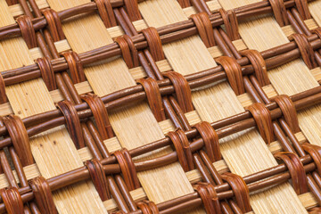 Seamless texture of bamboo wicker basket surface. Handcraft wood weaving