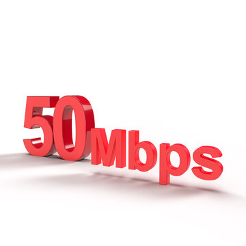 50 Mbps 3d rendering, 50 megabytes per second high-quality 3d illustration. 3d graphic design for internet speed concept.
