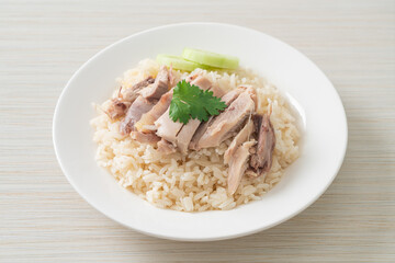 Hainanese Chicken Rice or steamed rice with chicken