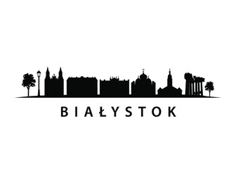 Białystok Vector Skyline Black Silhouette of City in Poland