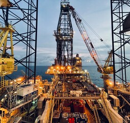 Offshore drilling rig, oil and gas field exploration and production