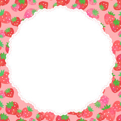 水彩タッチのイチゴ柄　正方形バナーテンプレート