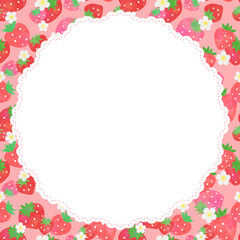 水彩タッチのイチゴと花　正方形バナーテンプレート