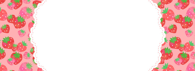 水彩タッチのイチゴ柄　バナーテンプレート