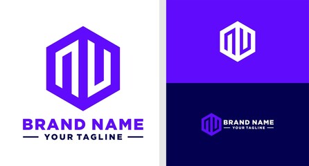 LETTER N LOGO MONOGRAM HEXAGONAL GEOMETRIC EDITABLE