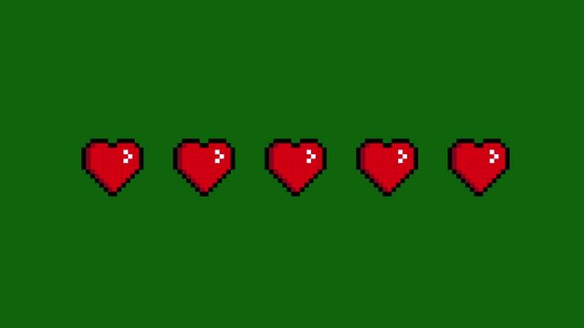 five pixel heart animation.4K Video motion Animation