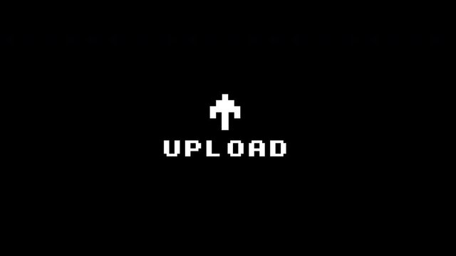 pixel upload  Icon animated Isolated on Black Background.Icon to Improve Project and Explainer Video. 4K Video Animation.