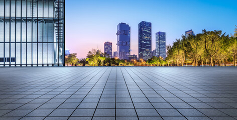 Fototapeta na wymiar Panoramic skyline and modern commercial office buildings with empty floor in Shenzhen, China.