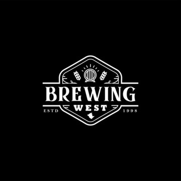 Classic Retro Vintage Label Badge logo design brewing brewery for restaurant
