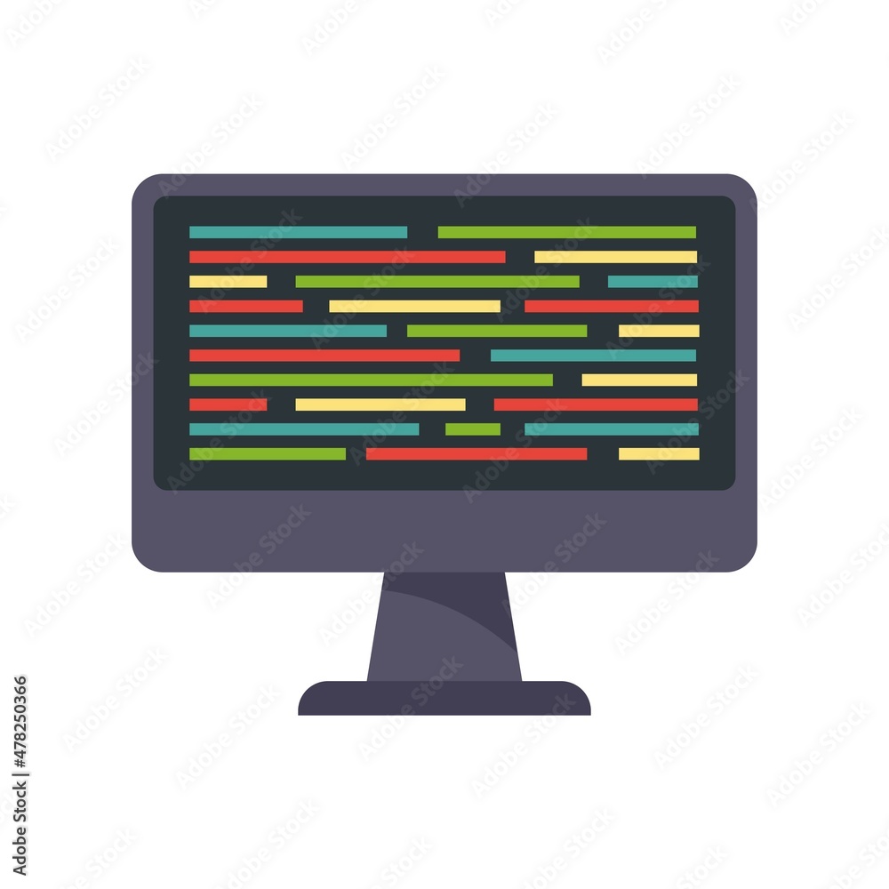 Poster testing software performance icon flat isolated vector