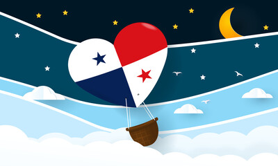 Heart air balloon with Flag of Panama For independence day or something similar
