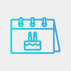 Birthday icon vector illustration in gradient style about calendar and date, use for website mobile app presentation
