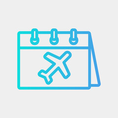 Travel icon vector illustration in gradient style about calendar and date, use for website mobile app presentation