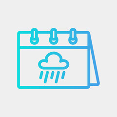 Rainy icon vector illustration in gradient style about calendar and date, use for website mobile app presentation