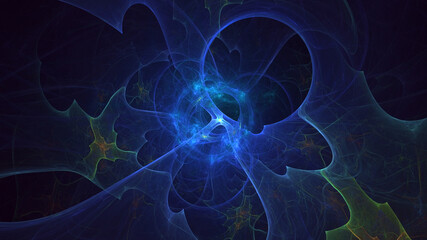 3D rendering abstract multicolor fractal light background