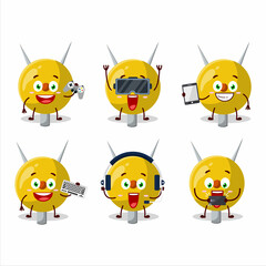 Obraz premium Term stationery cartoon character are playing games with various cute emoticons