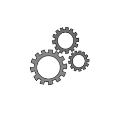 gears, an icon with the sign of three gears isolated on a white background, a symbol of settings, movements of thought