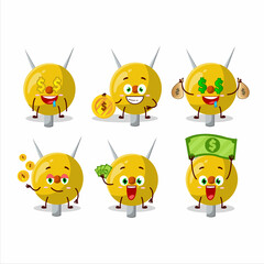 Term stationery cartoon character with cute emoticon bring money