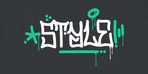 Simple Abstract Hip Hop Hand Written Urban Street Art Graffiti Style Word Style Vector Illustration - obrazy, fototapety, plakaty