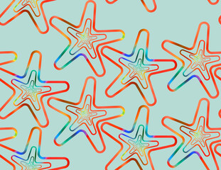Hologram Colored Retro Abstract Stars Radius Edge Seamless Pattern Trendy Fashion Design