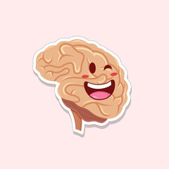 Cute brain funny human internal organs sticker vector illustration