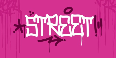 Simple Abstract Hip Hop Hand Written Urban Street Art Graffiti Style Word Street Vector Illustration - obrazy, fototapety, plakaty