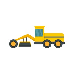 Grader machine building icon flat isolated vector