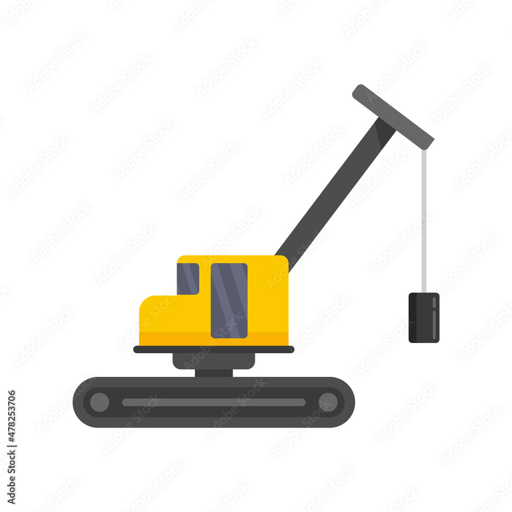 Canvas Prints Demolition excavator icon flat isolated vector