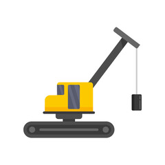 Demolition excavator icon flat isolated vector