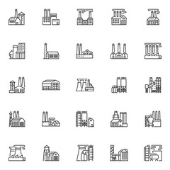 Industrial buildings line icons set © alekseyvanin