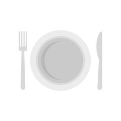 Room service dishes icon flat isolated vector