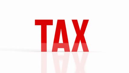 The red tax on white  background  for business concept 3d rendering
