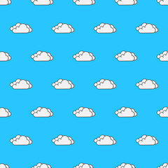 Obraz premium Clouds Seamless Pattern On A Blue Background. Weather Phenomena Theme Vector Illustration
