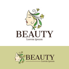 Beautiful woman natural logo design template