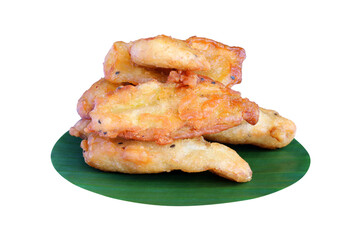 deep-fried sliced banana isolated on white background